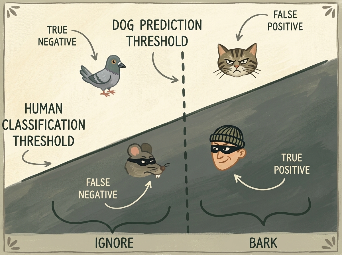 Guard Dog Analogy Explaining Confusion Matrix Quadrants