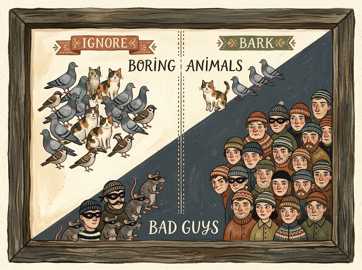 Distribution of Boring Animals vs Bad Guys Across Decision Space