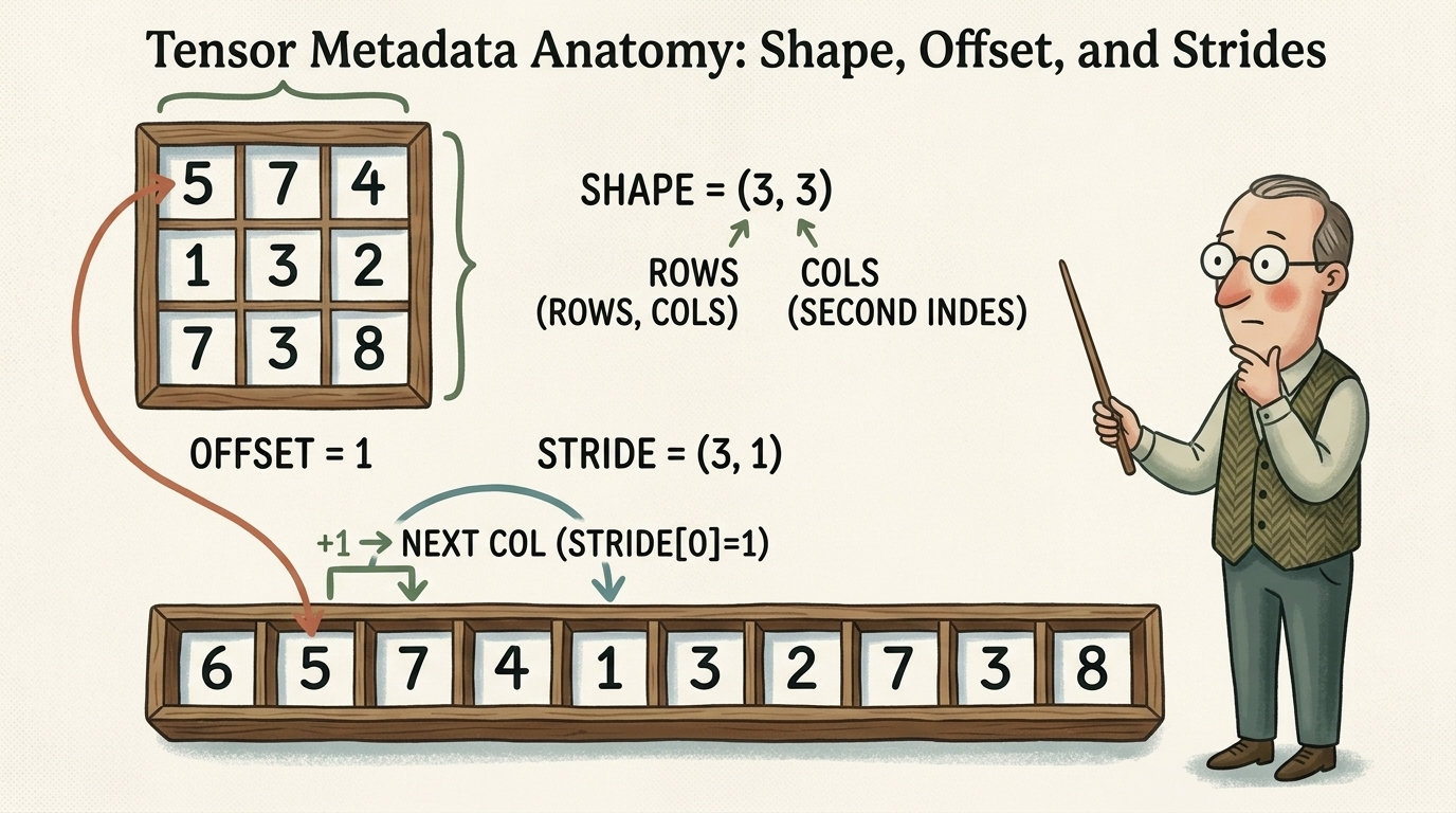 Tensor Metadata Anatomy: Shape, Offset, and Strides