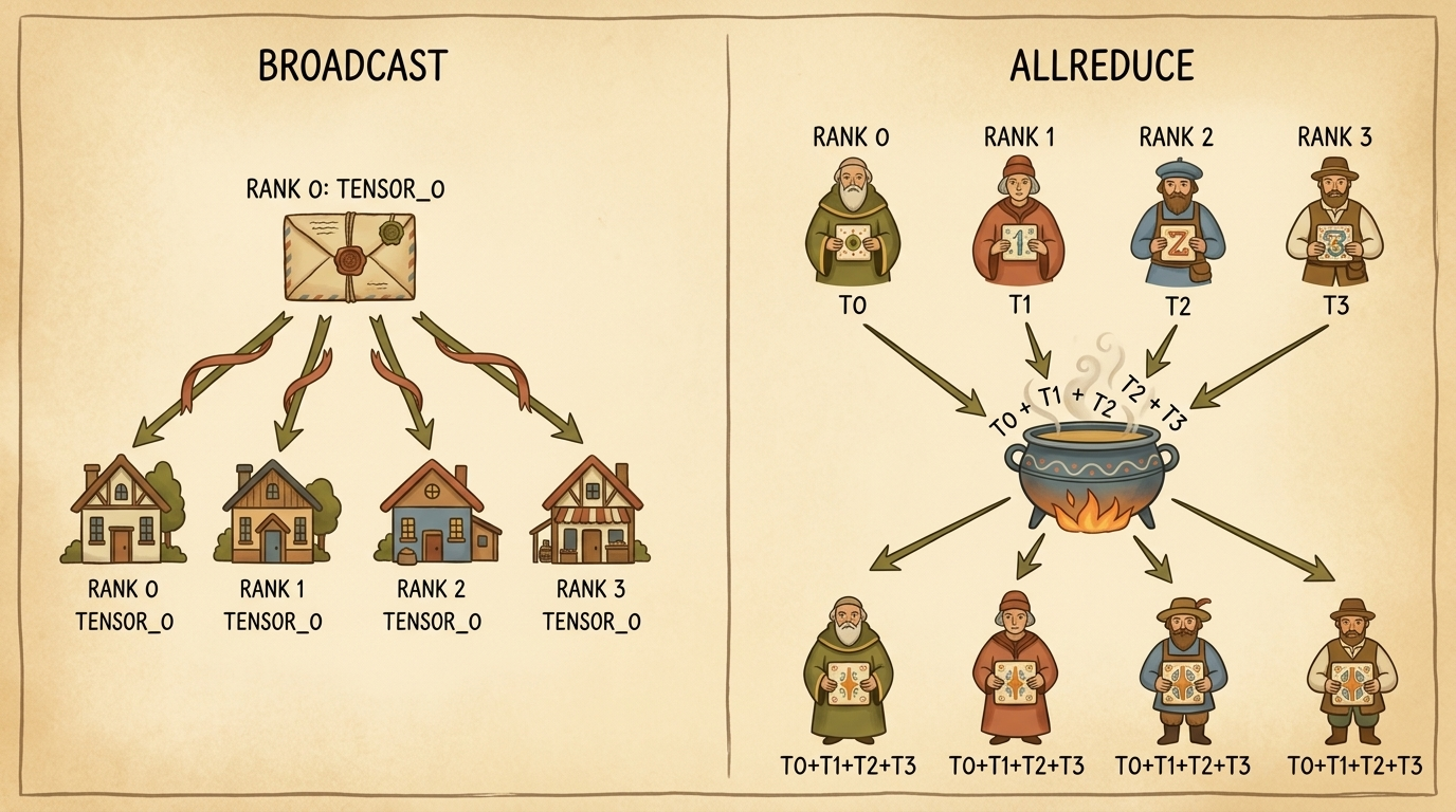 Broadcast and AllReduce Collective Operations