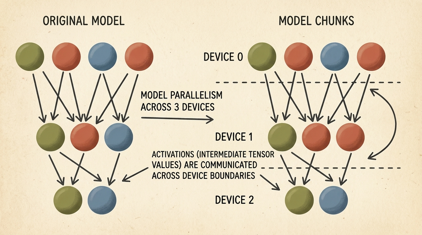 Model Parallelism Concept and Activation Communication