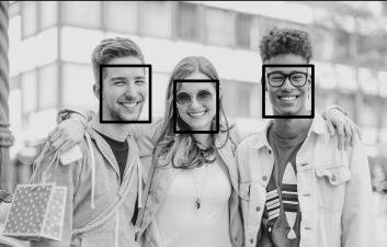 Face Detection Output with Bounding Boxes over Input Image