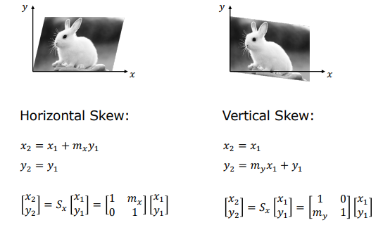 Horizontal and Vertical Skew Transformations