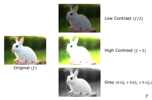 Low Contrast, High Contrast, and Grayscale Examples