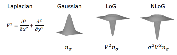 2D Filter Operators: Laplacian, Gaussian, LoG, NLoG