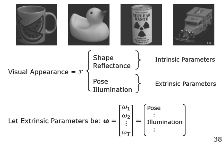 Visual Appearance Function and Extrinsic Parameters